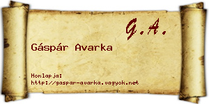 Gáspár Avarka névjegykártya